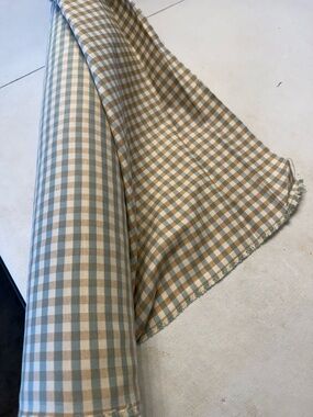Light green, gold and Tan Gingham Fabric